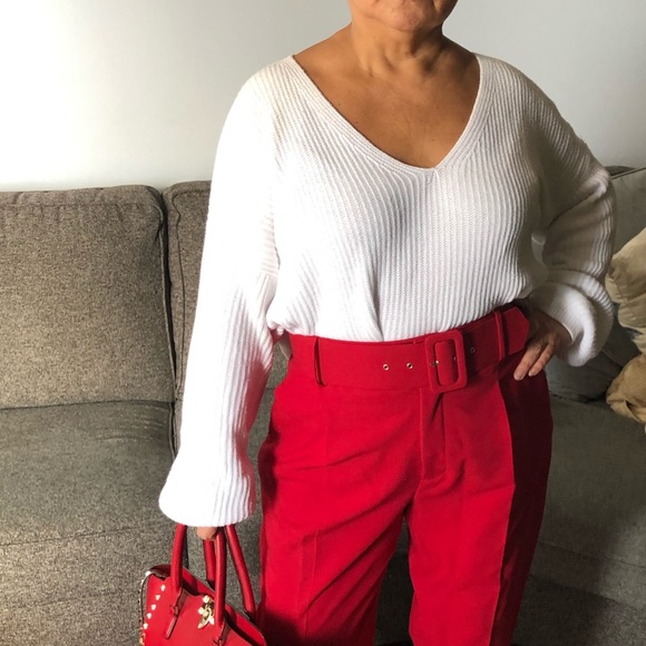 White oversized ribbed sweater - Picture 2 of 7